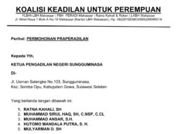 Gugat Praperadilan Polres Gowa, Tersangka R Kasus Pembunuhan Siapkan 14 Advokat Koalisi Keadilan Untuk Perempuan